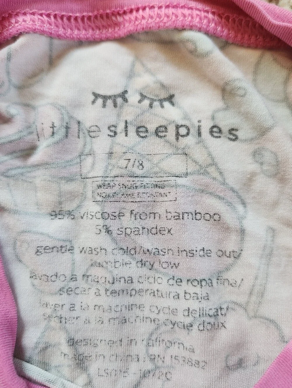Little Sleepies 2 Piece Pajamas Pink Sweet Treats Long Sleeves Size 7/8